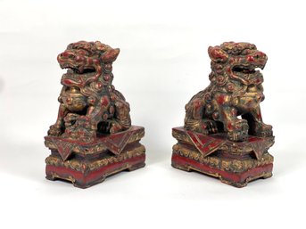 Pair Of Wooden Foo Dogs