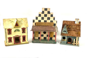 Group Of Wooden Bird Houses