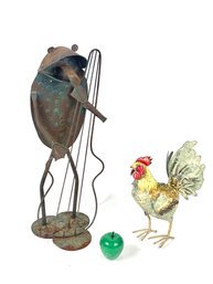 Metal Frog And Chicken