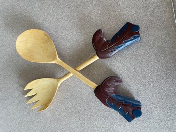 Cowgirl Boot Salad Spoon And Fork