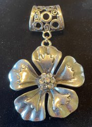 Very Large Vintage Flower  Pendant With Just The Right Amount Of Bling