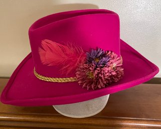 Magenta Cowgirl Hat With Flower