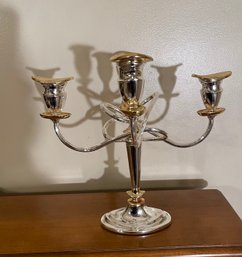 Stunning Vintage Adjustable Silver And Gold Accented Candle Holder