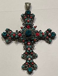 Gorgeous Colorful Large Cross Pendant