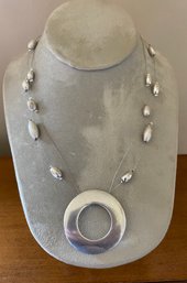 Vintage Chicos Silver Toned Bead And Wire Choker Necklace
