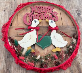 Handmade Light Wood Duck Holiday Painted Decor
