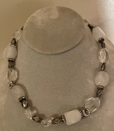 Vintage Choker Necklace With White Stonelike And Clear Stones