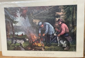 The Life Of A Sportsman Camping In The Woods Print