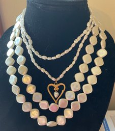 Pair Of Longer White Pullover Necklaces