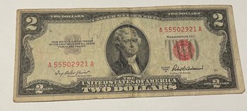 Red Stamped 1953A $2 Bill
