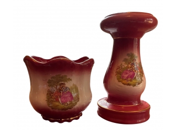 K  K Pottery Pedestal & Vase