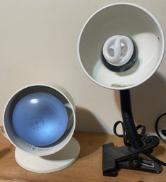 Two Plug In Desk Lamps With Light Bulbs