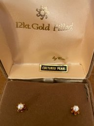 12kt Gold Filled Cultured Pearl Post Earrings