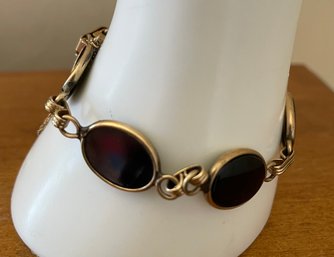 Vintage Black Onyx Stone Gold Toned Bracelet