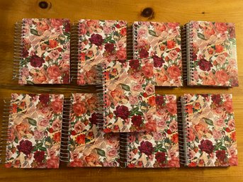 Lot Of 9 Flowered Hard Covered Spiral Notepads Or Journals