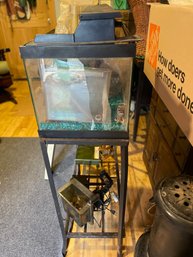 Vintage Fish Tank With Sturdy Metal Stand With Lots Of AccessorIes