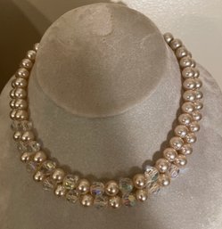 Vintage Pearl And Colorful Bead Choker