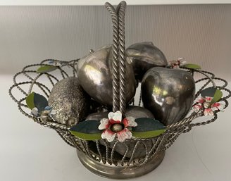 Vintage Tole Floral Wired Basket
