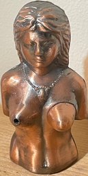 Old Bronze Metal Naked Woman Lighter