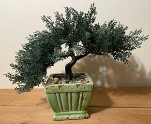 A Faux Table Top Planted Tree In Porcelain. Planter