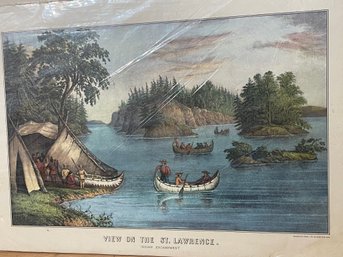 View On The St. Lawrence, Indian Encampment Reprint