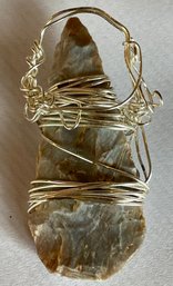 Arrowhead Pendant Wrapped In Silver Wire