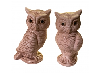Vintage Pair Of Owl Ceramic Figurines