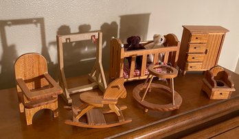 Vintage Lot Of Dollhouse Nursery Furniture