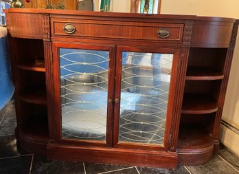 Signed Curio Cabinet With Mirrored Glass Doors
