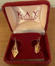 Vintage Kay Jewelers 14kt Gold Heart Drop Earrings