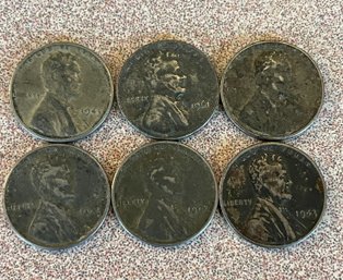 Six 1943 Wheat Pennies