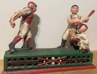 Antique Cast Iron Hometown Battery Baseball Figurine