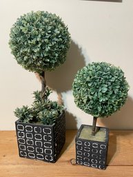 Two Faux Decorative Trees