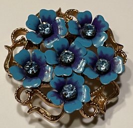 Vintage Avon Blue Flower Brooch