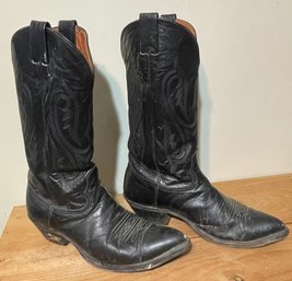 Nocona Black Leather Cowboy Boots Size 9D