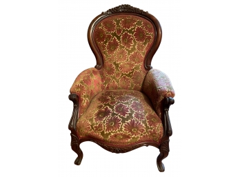 Antique Victorian Embroidered Parlor Chair