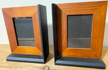 A Set Of Wooden Picture Frame Bookends