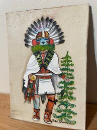 Small Native American Painting Of Nakiachop Hopi Kachina Signed B.W. Quintana