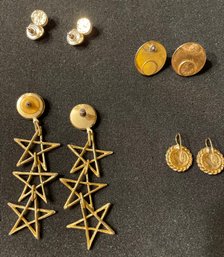 Lot Of  Vintage Gold Toned Pierced Earrings