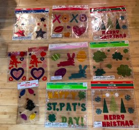 Lot Of Holiday Window Cling Ons