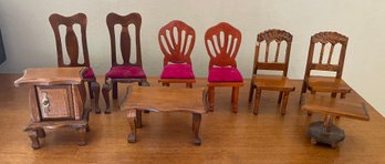 Vintage Dollhouse Chairs And Tables