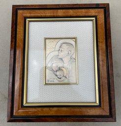 Italian Sterling Silver Wall Art, Mother,father And Child