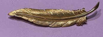 Vintage Goldtoned Monet Feather Brooch
