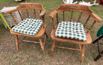 Pair Of Wooden Chairs With Arms