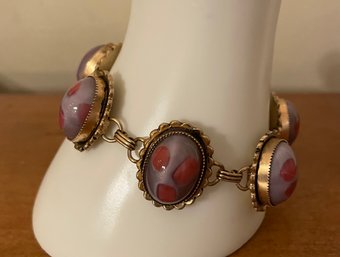 Early Purple  And Magenta Stoned Gold Toned Bracelet
