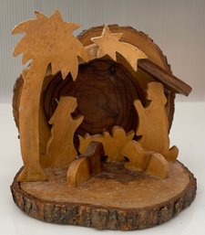 Wooden Carved Nativity Scene