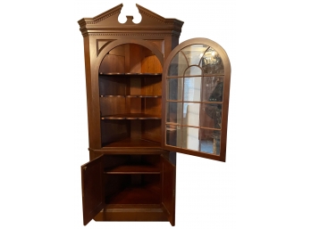 Vintage Dark Wood, Corner, Curio Cabinet