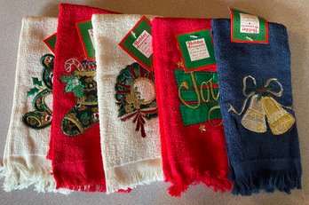 Lot Of 5 Holiday Guest Hand Towels