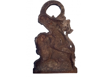 Antique Lion And Serpentine Cast Iron Doorstop