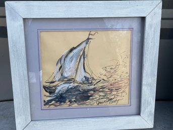 Framed Sailboat Painting